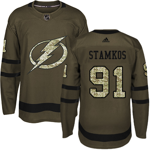 Herren Tampa Bay Lightning Eishockey Trikot Steven Stamkos #91 Authentic Grün Salute to Service